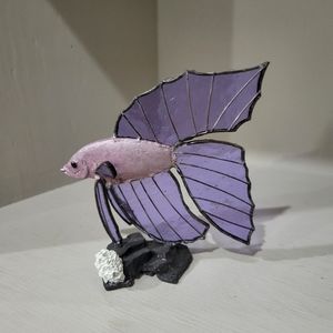 Purple Stained Glass Fish Figurine